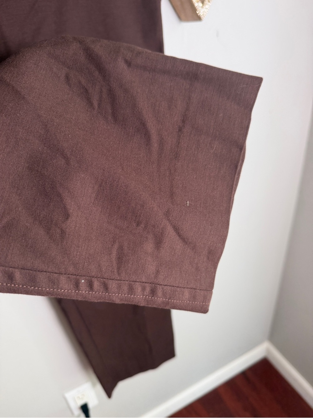 Vince Dark Brown Straight Leg Trousers Size 14 Cotton Viscose Flat Front Pants - Picture 7 of 15